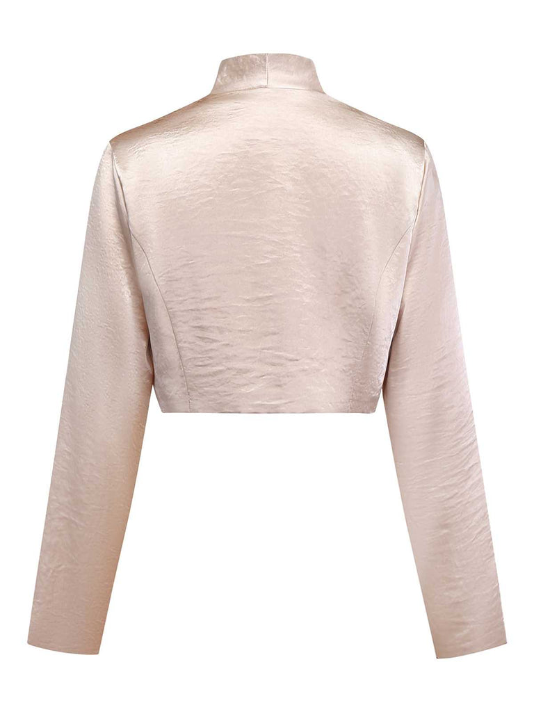[Pre-Sale] Champagne 1950s Pearl Chain Satin Cropped Jacket