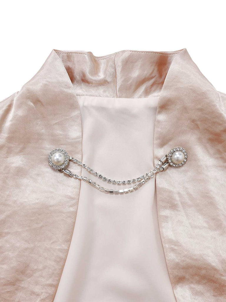 [Pre-Sale] Champagne 1950s Pearl Chain Satin Cropped Jacket