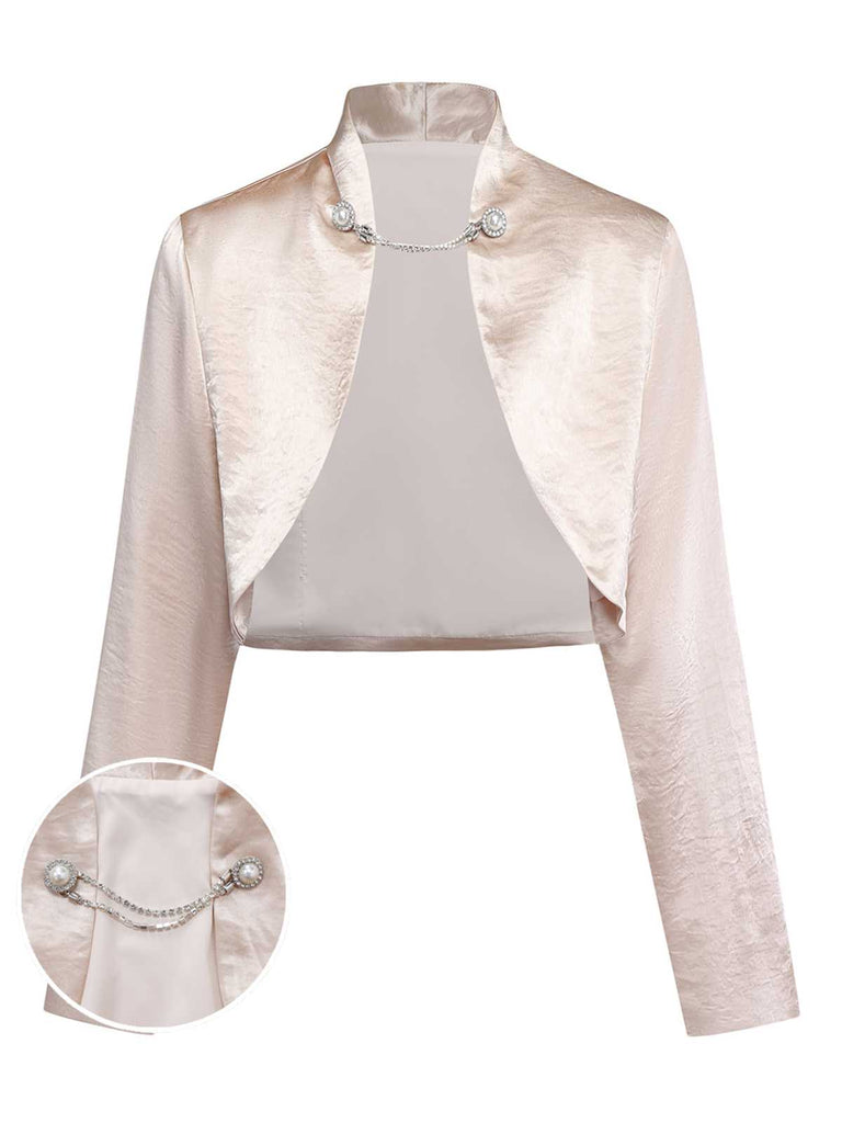 [Pre-Sale] Champagne 1950s Pearl Chain Satin Cropped Jacket