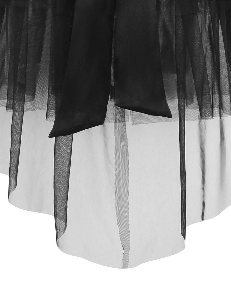 [Pre-Sale] 2PCS Black 1960s Sequin Halter Dress & Mesh Skirt