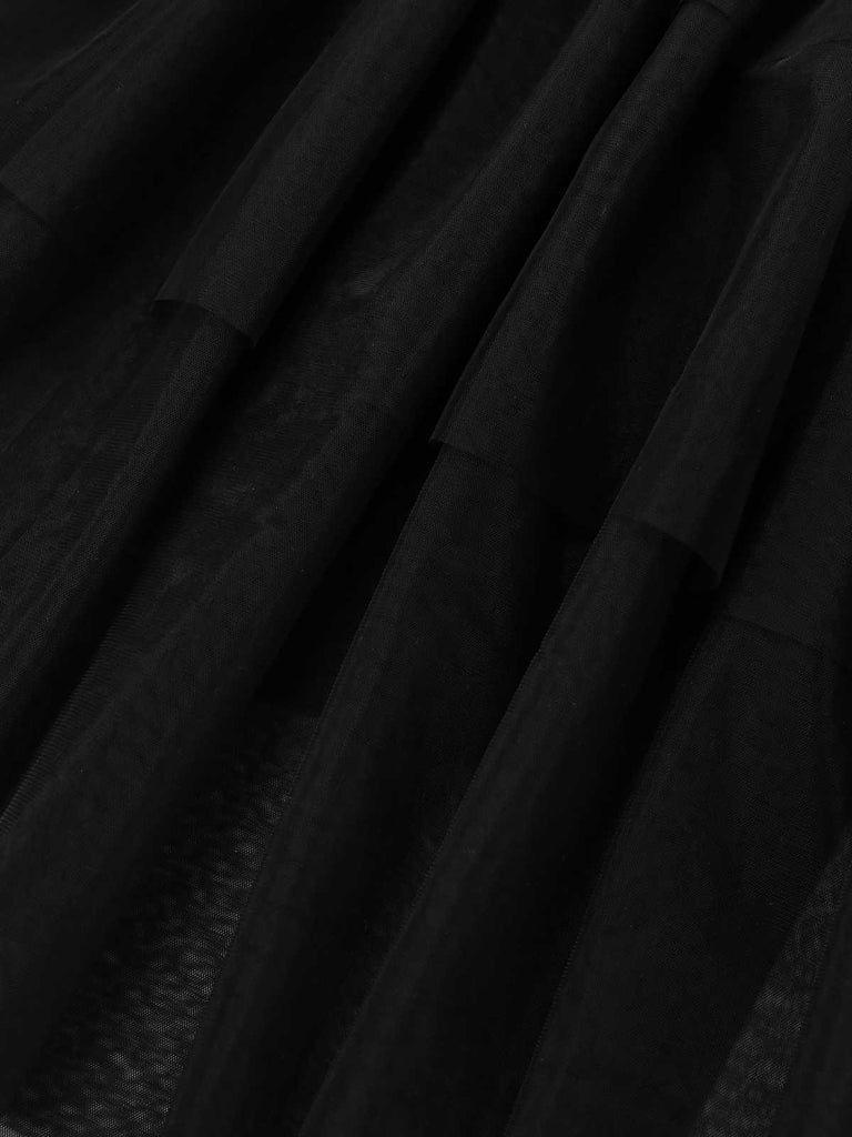 [Pre-Sale] Black 1960s Mesh Bow Layered Skirt