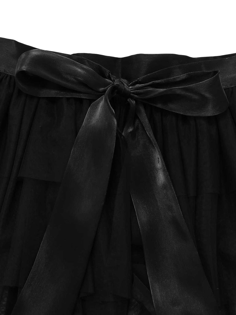 [Pre-Sale] 2PCS Black 1960s Sequin Halter Dress & Mesh Skirt