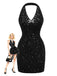 [Pre-Sale] Black 1960s Halter Bow Sequin Dress