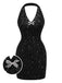 [Pre-Sale] Black 1960s Halter Bow Sequin Dress