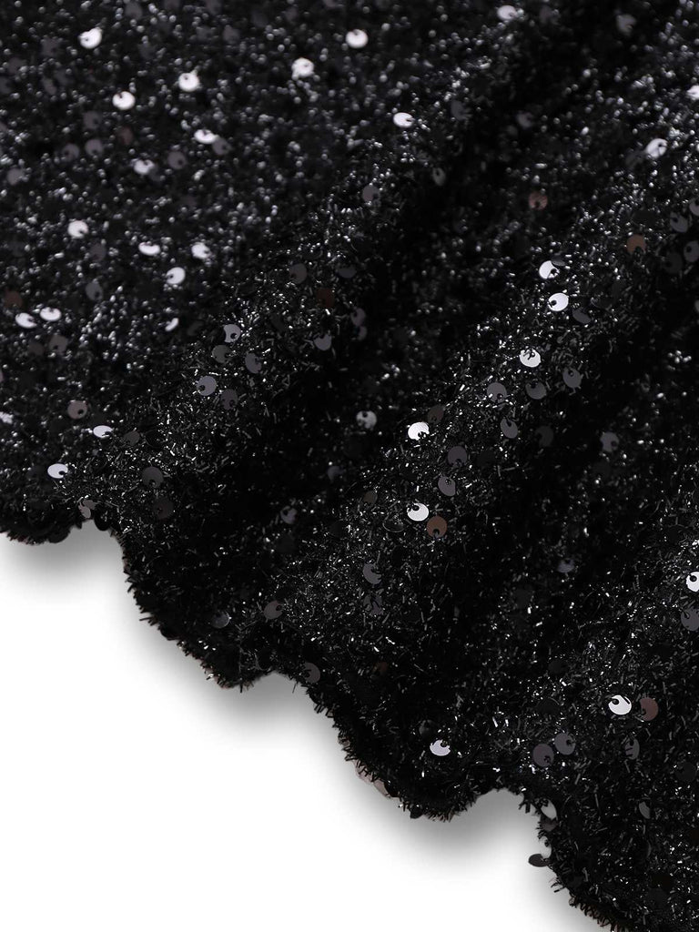[Pre-Sale] Black 1960s Halter Bow Sequin Dress