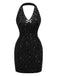 [Pre-Sale] Black 1960s Halter Bow Sequin Dress