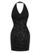 [Pre-Sale] Black 1960s Halter Bow Sequin Dress