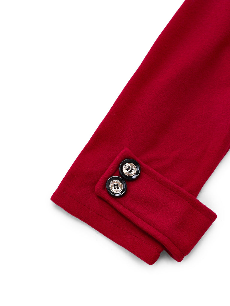 1940s Faux-Wool Notched Collar Long Coat