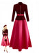 2PCS Wine Red 1940s V-Neck Velvet Jacket & Skirt