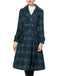 Green 1940s Notched Collar Blackwatch Plaid Long Coat
