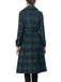 Green 1940s Notched Collar Blackwatch Plaid Long Coat
