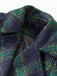 Green 1940s Notched Collar Blackwatch Plaid Long Coat