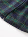 Green 1940s Notched Collar Blackwatch Plaid Long Coat