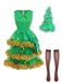 Green 1950s Christmas Tree Tiered Dress Set