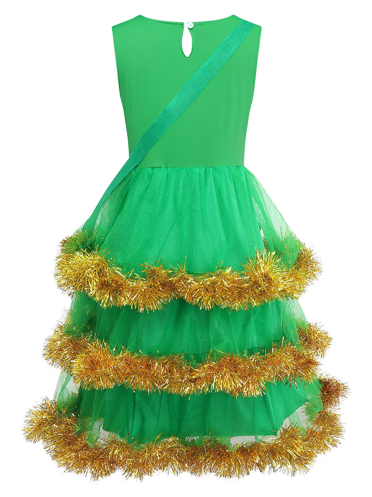 Green 1950s Christmas Tree Tiered Dress Set