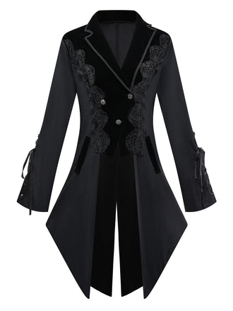 Black 1950s Embroidered Floral Victoiran Style Jacket