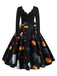 1950s Halloween Pumpkin Spiderweb Petal Neck Dress
