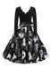 1950s Halloween Pumpkin Spiderweb Petal Neck Dress