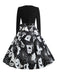1950s Halloween Pumpkin Spiderweb Petal Neck Dress