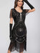 1920s Scoop Neck Sequin Fringe Flapper Dress