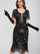1920s Scoop Neck Sequin Fringe Flapper Dress