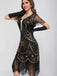 1920s Scoop Neck Sequin Fringe Flapper Dress