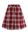 [Pre-Sale] Red 1960s Faux-Wool Plaid Button Pleated Skirt