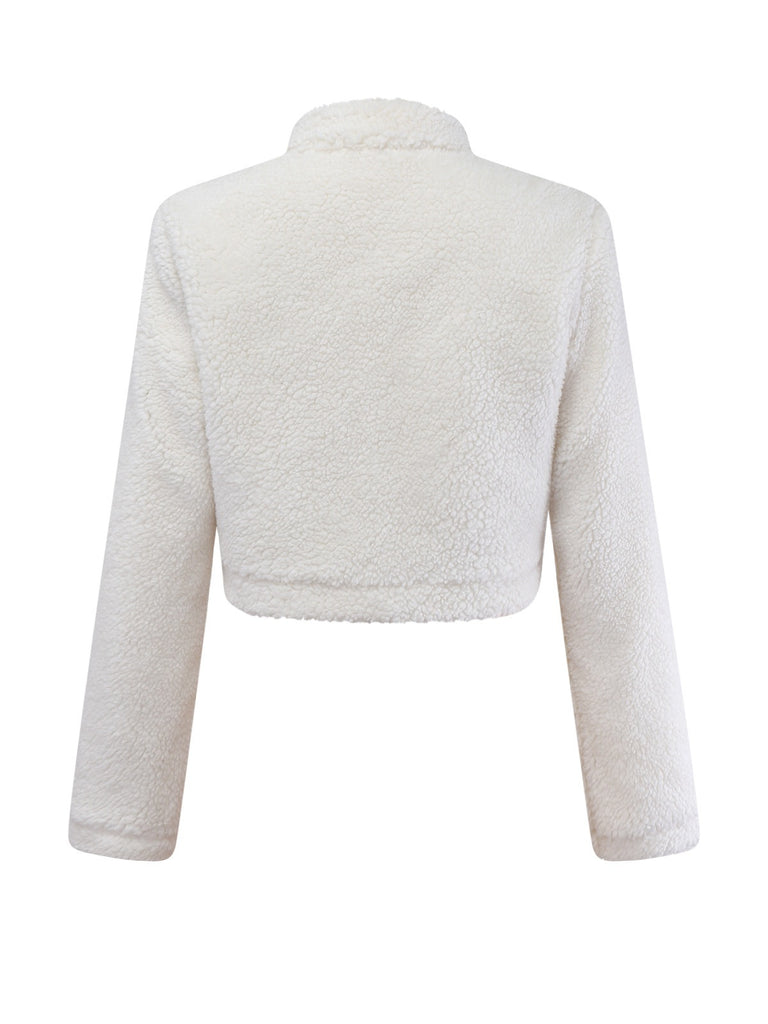 [Pre-Sale] 2PCS White & Red 1960s Faux-Wool Jacket & Pleated Skirt