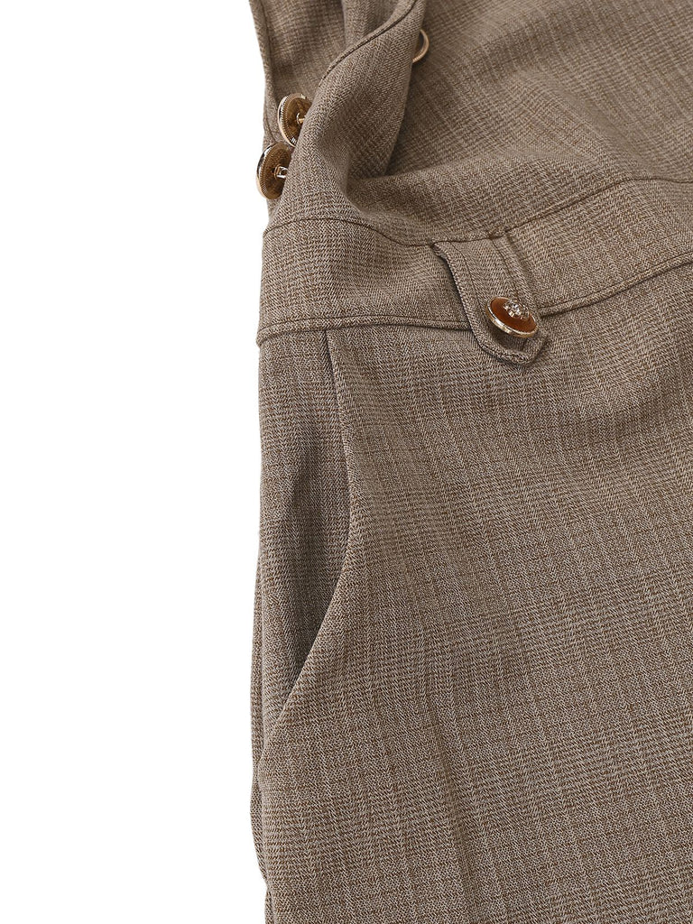 [Pre-Sale] Brown 1950s Metallic Pocket Suspender Jumpsuit