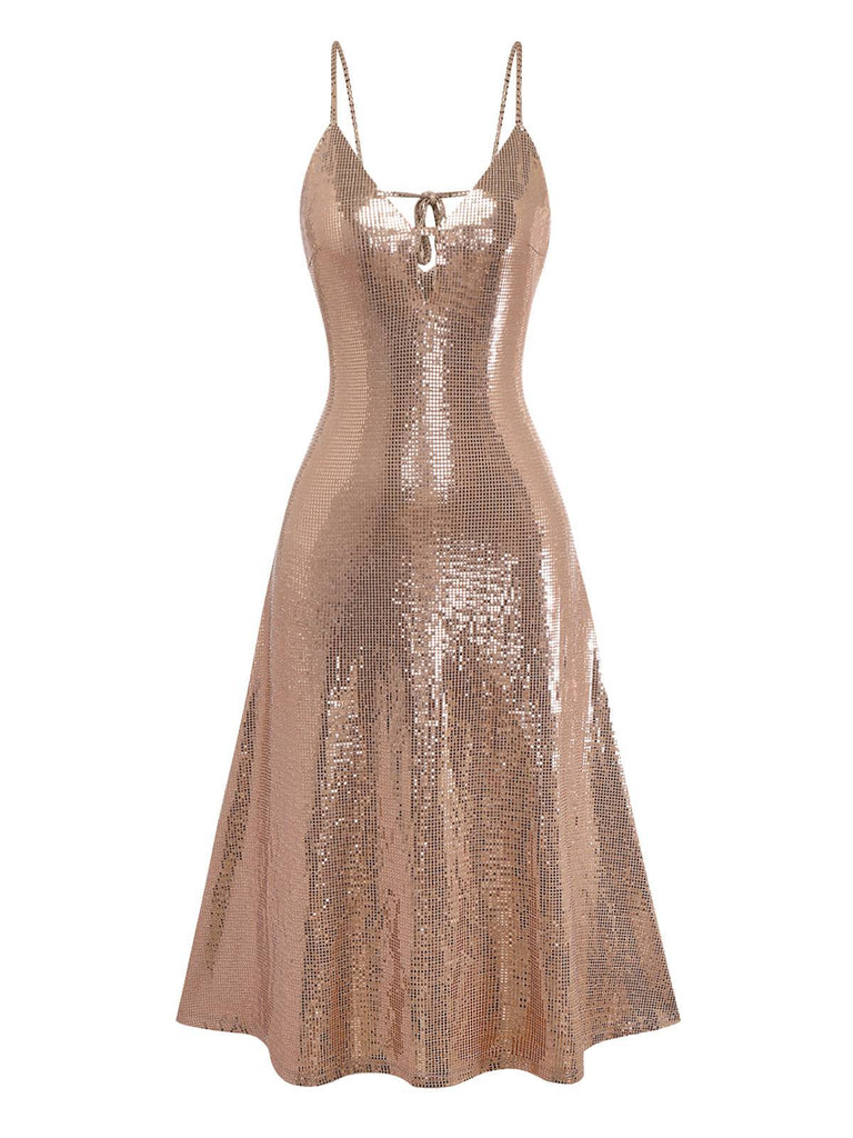 [Pre-Sale] 2PCS Brown 1920s Sequin Dress & Faux Fur Shawl