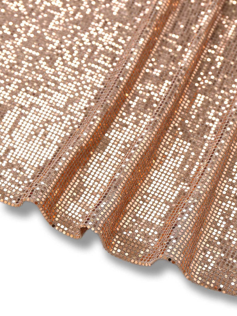 [Pre-Sale] 2PCS Brown 1920s Sequin Dress & Faux Fur Shawl