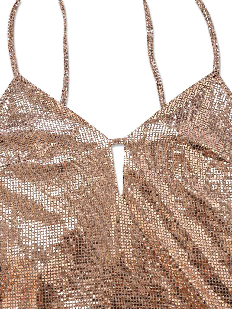 [Pre-Sale] 2PCS Brown 1920s Sequin Dress & Faux Fur Shawl