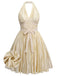 [Pre-Sale] [Plus Size] Champagne Gold 1940s Bow Halter Pleated Dress