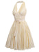 [Pre-Sale] [Plus Size] Champagne Gold 1940s Bow Halter Pleated Dress