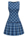 [Pre-Sale] Blue 1960s Tartan Bow Pleated Mod Dress