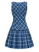 [Pre-Sale] Blue 1960s Tartan Bow Pleated Mod Dress