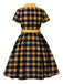 1950s Gingham Plaid Button Lapel Belted Dress