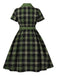 1950s Gingham Plaid Button Lapel Belted Dress