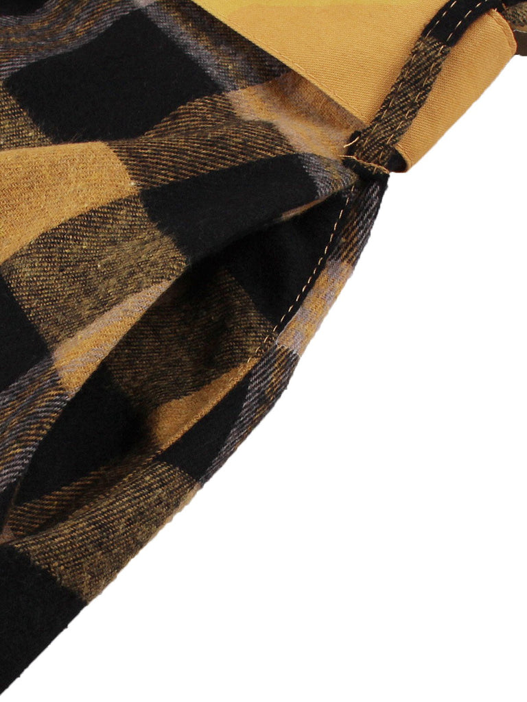 1950s Gingham Plaid Button Lapel Belted Dress