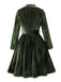 Green 1950s Christmas Corduroy Long Sleeve Dress