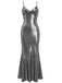 Silver 1930s Spaghetti Strap Mermaid Dress