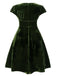 [Pre-Sale] [Plus Size] Green 1940s Deep V-Neck Pearl Velvet Dress