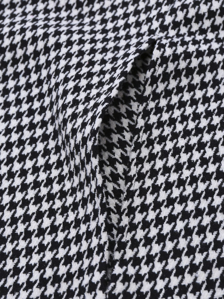 [Pre-Sale] Black White 1940s Houndstooth Wool Stand Collar Cape