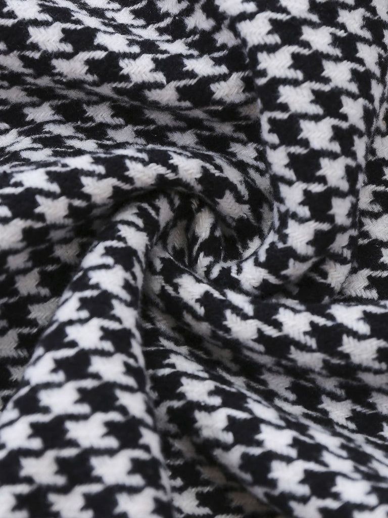 [Pre-Sale] Black White 1940s Houndstooth Wool Stand Collar Cape