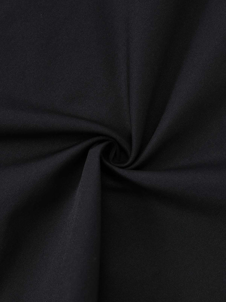 [Pre-Sale] Black 1950s Solid Plush Cape Buttoned Dress