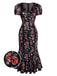 [Pre-Sale] Black 1930s Rose V-Neck Velvet Dress