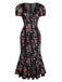 [Pre-Sale] Black 1930s Rose V-Neck Velvet Dress