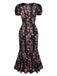 [Pre-Sale] Black 1930s Rose V-Neck Velvet Dress