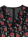 [Pre-Sale] Black 1930s Rose V-Neck Velvet Dress