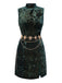 [Pre-Sale] Green 1960s Houndstooth Gold Glitter Velvet Dress